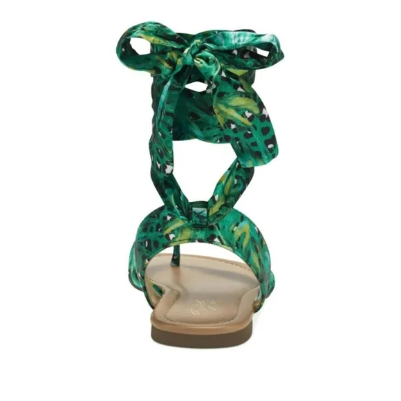 NWOB Thalia Sodi Womens Floral Joleyn Ribbon Tie Sandal Green Tropical Sz 7M - Picture 3 of 12